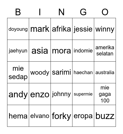 LARY Bingo Card