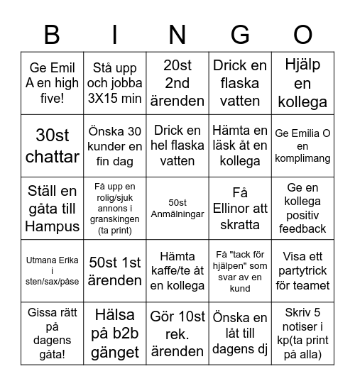 Torsdags Bingo Card