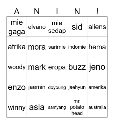 BINGO WITH ELLEN Bingo Card