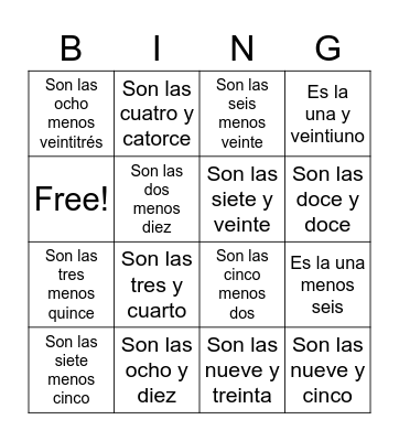 La hora Loteria Bingo Card