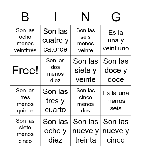 La hora Loteria Bingo Card