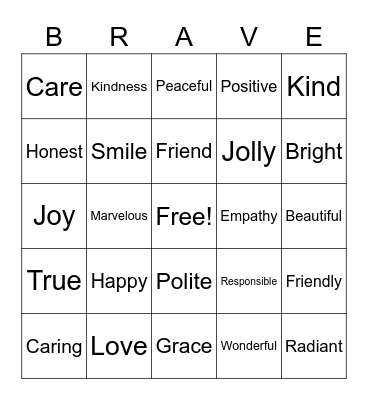 Positive Bingo Card