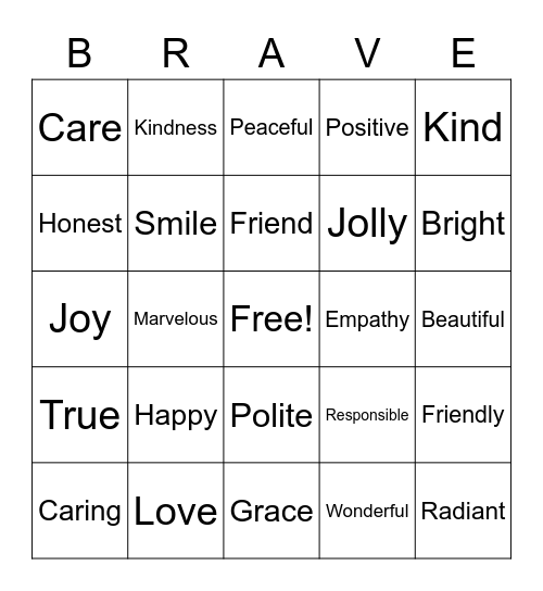 Positive Bingo Card