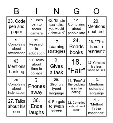 Enda Bingo 2 Electric boogaloo Bingo Card