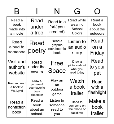 Teen Read Week Bingo Card