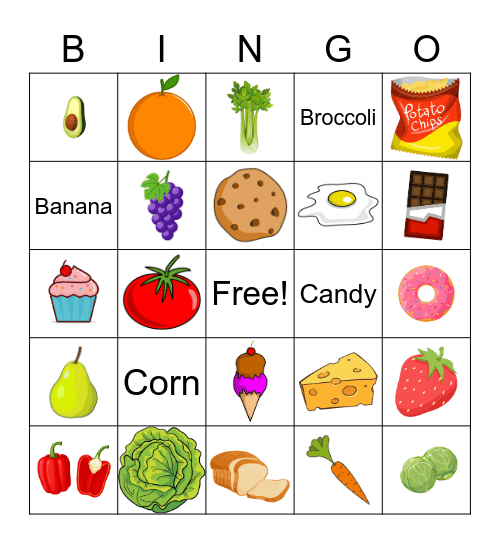 Healthy Foods Bingo Card