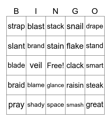 Long and short A Bingo Card