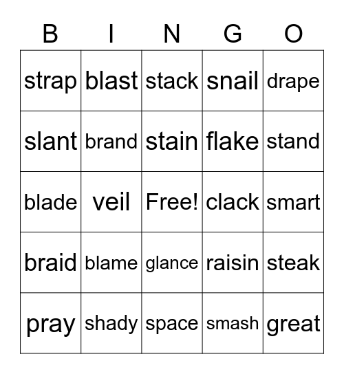 Long and short A Bingo Card