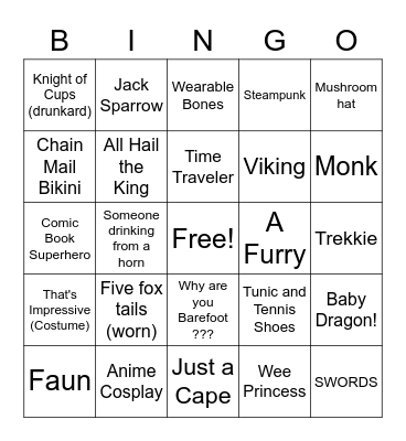 REN FEST BINGO Card