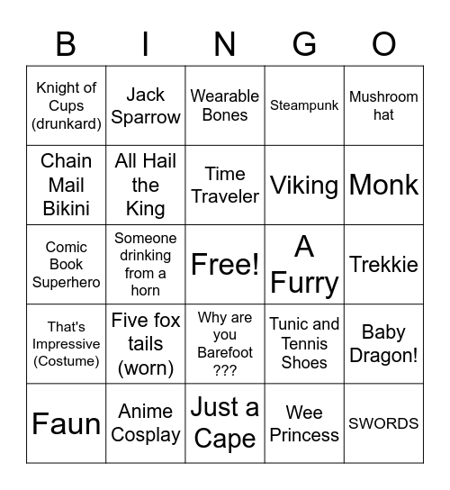 REN FEST BINGO Card