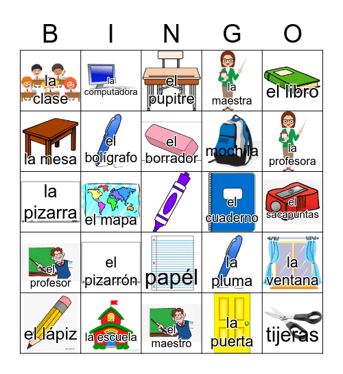 5th Grade Lotería - La Escuela Bingo Card