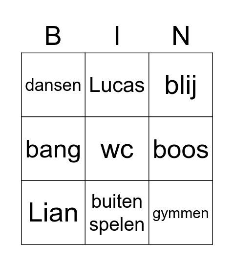 bang Bingo Card