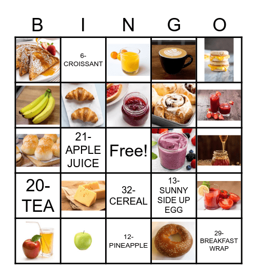 Breakfast Bingo Card