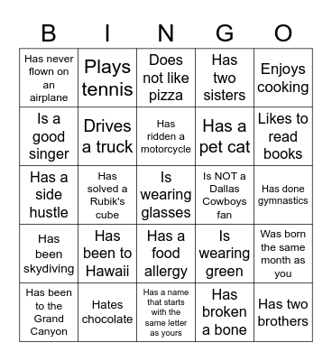 Find Someone Who... Bingo Card