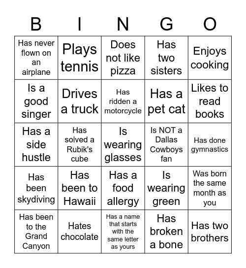 Find Someone Who... Bingo Card