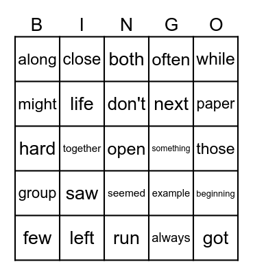 3RD FRY 26-50 Bingo Card