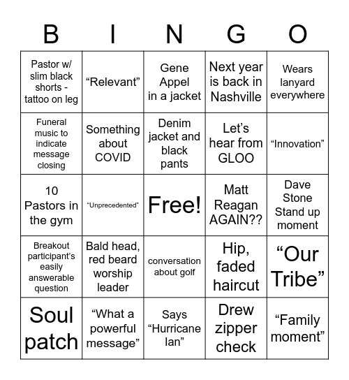 Spire Bingo Card