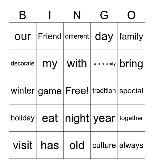 December  Bingo Card