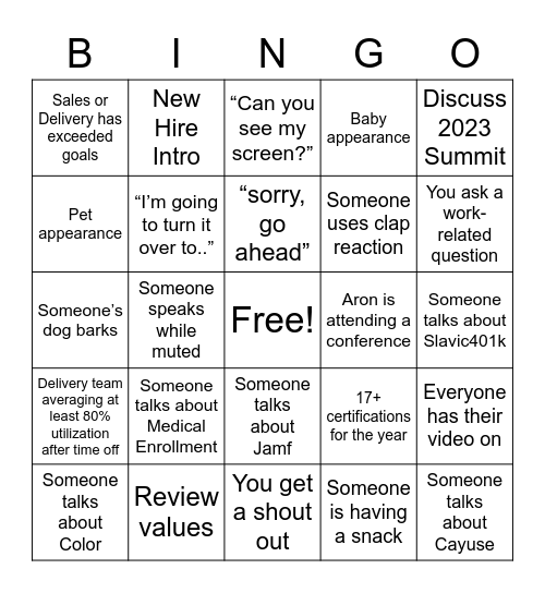 Untitled Bingo Card