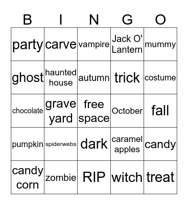 Halloween BINGO! Bingo Card