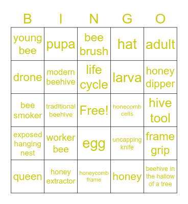 Bees Bingo Card