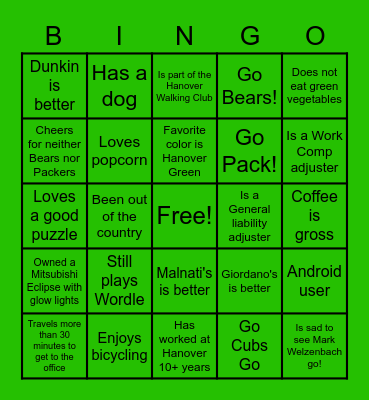 CLAIMS BINGO Card