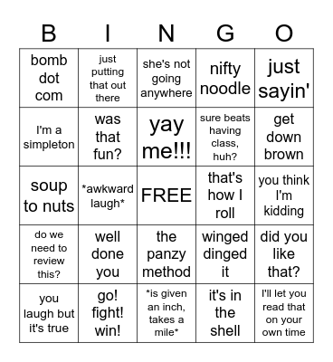 Dr. P Bingo Card