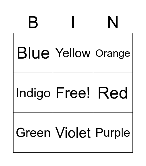 Rainbow Bingo Card