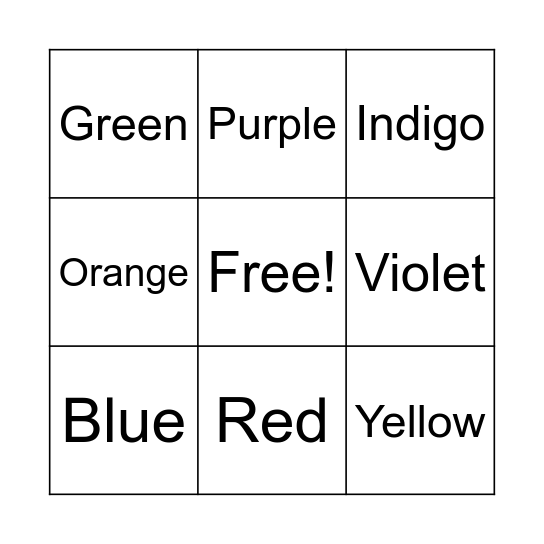 Rainbow Bingo Card