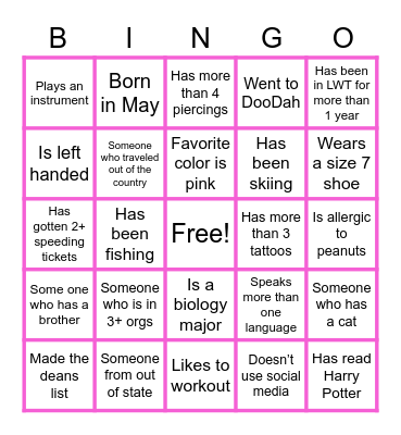LWT Icebreaker Bingo Card