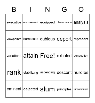 Module 1 Vocabulary Bingo Card