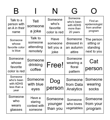 BIO BINGO Card