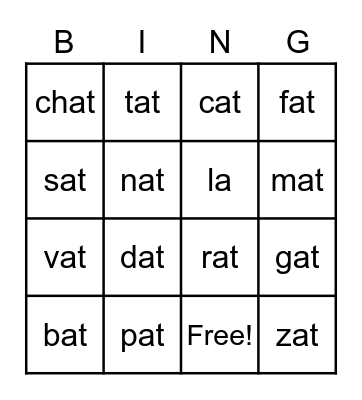 at family bingo Card