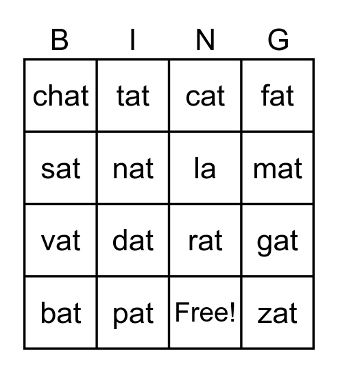 at family bingo Card
