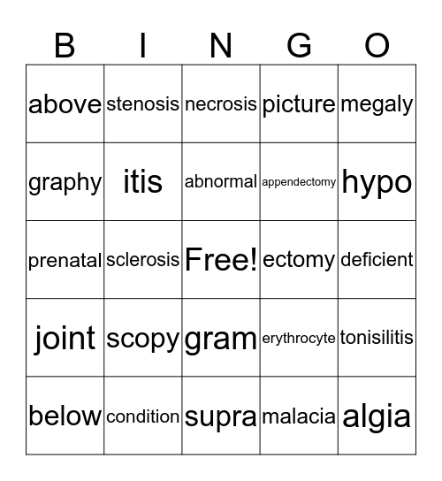 medical-term-test-1-bingo-card