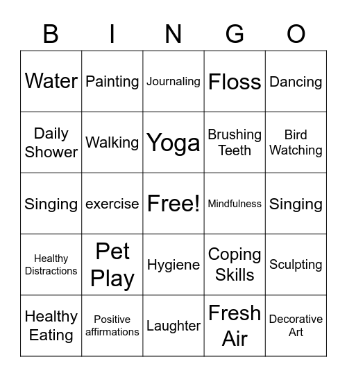 Wellness Bingo Card