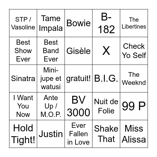 Dave's Best Bingo Card