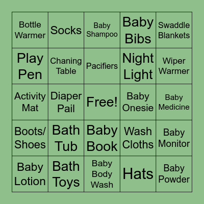 Baby Shower Gift Bingo Card