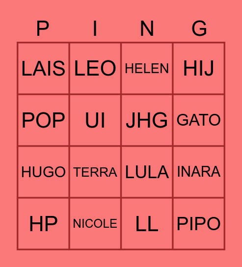 LULA Bingo Card