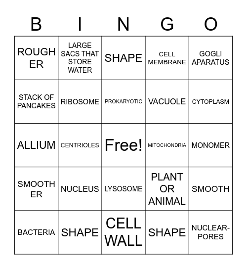 CELLS Bingo Card