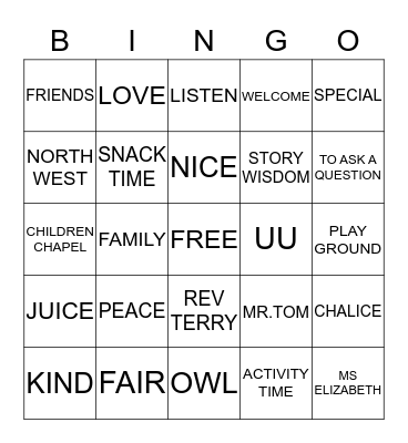 UU BINGO Card