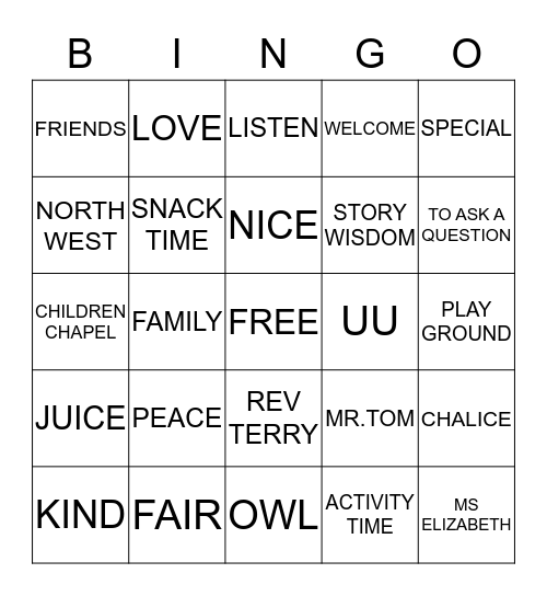 UU BINGO Card