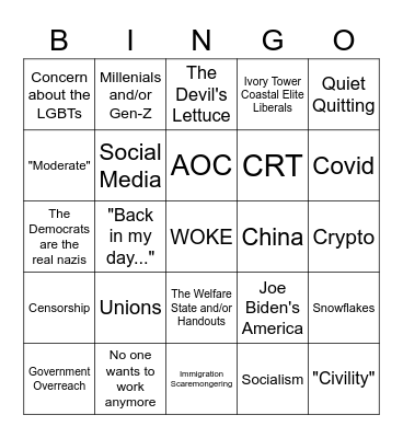 WSJ Op-Ed Bingo Card