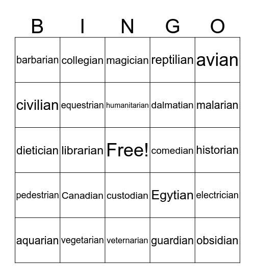 words-ending-in-ian-bingo-card