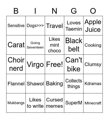 Mingyu Bingo Card