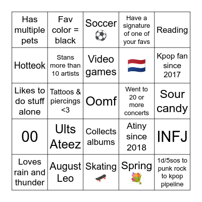 Chanti's Bingo Card