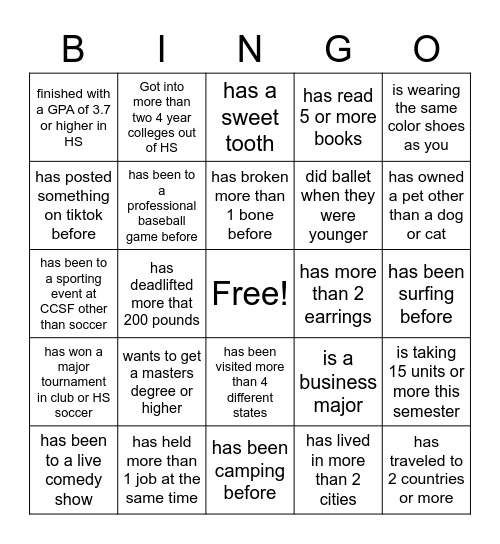 Getting to Know Your Teammates Bingo -1 Bingo Card