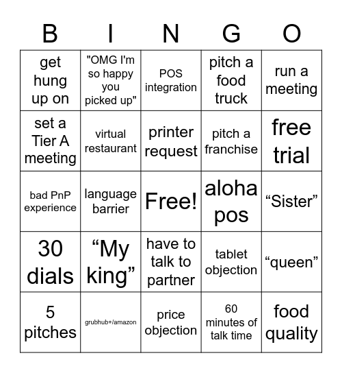 call block bingo Card