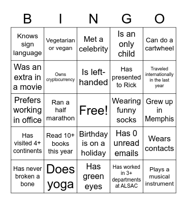 SA Bingo Card