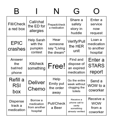 Pharmacy BINGO! Bingo Card